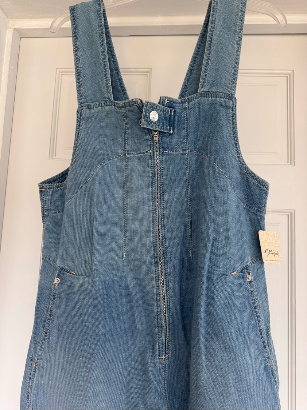 We The Free Light Blue Denim Short Overalls - Picture 2 of 5